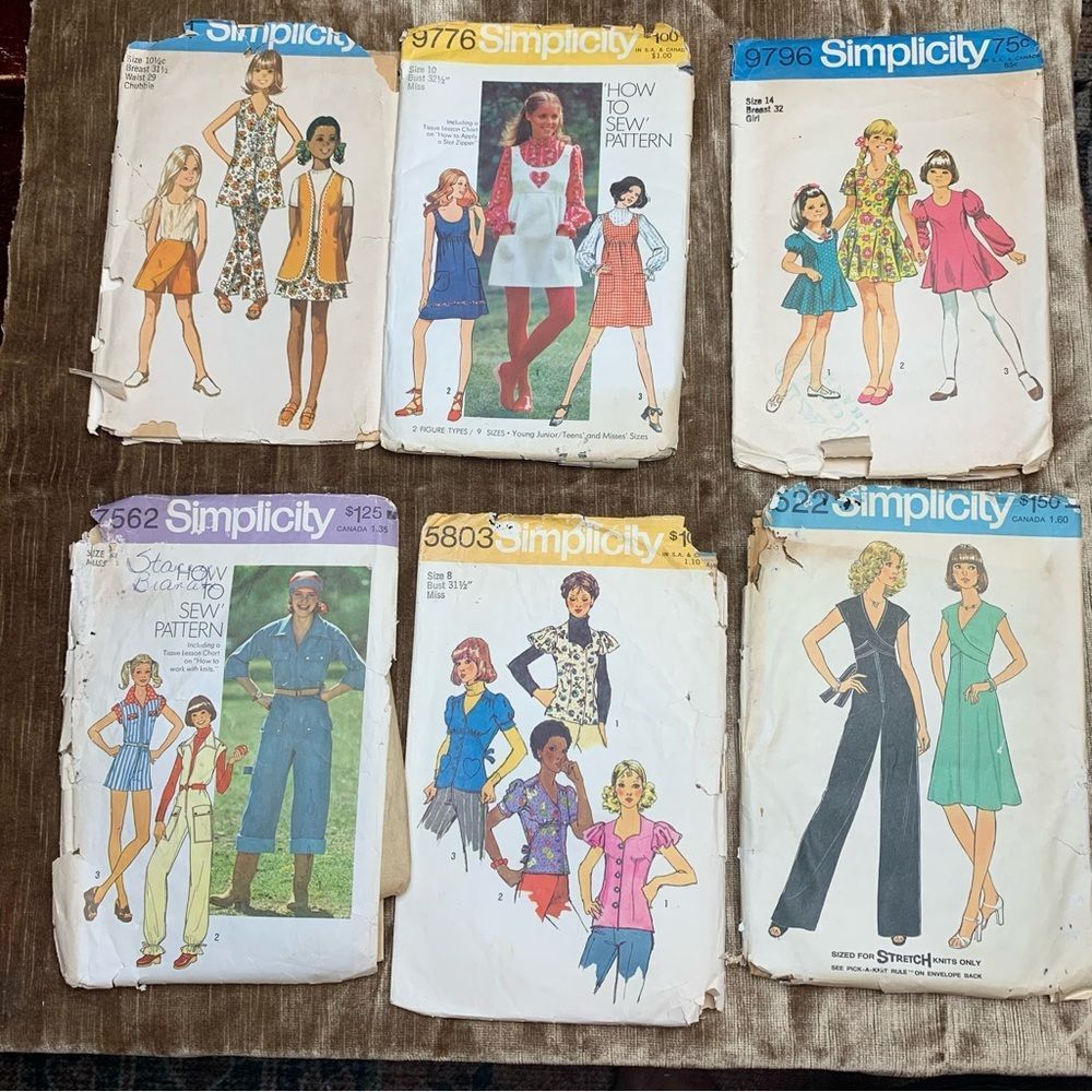 Set of 6 Vintage 70’s patterns